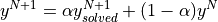 y^{N+1} = \alpha y^{N+1}_{solved} + (1-\alpha) y^{N}